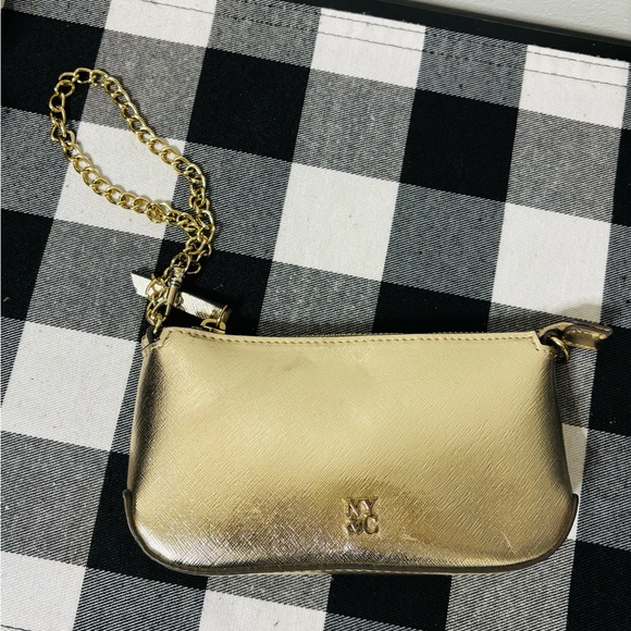 New York & Company Gold Zip Pouch wristlet handbag - Picture 1 of 6